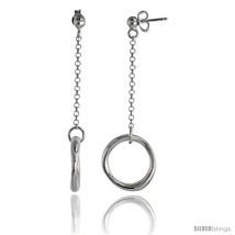 Sterling Silver Circle of Life Drop Earrings, 2 3/8 in  - $57.55