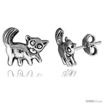 Tiny Sterling Silver Cat Stud Earrings 7/16  - $12.51