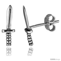 Tiny Sterling Silver Knife Stud Earrings 9/16 in -Style  - $17.52