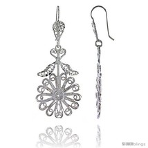 Sterling Silver 2in  (50 mm) tall Flower Filigree Dangle  - $42.26