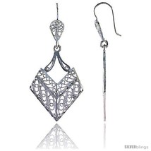 Sterling Silver 1 13/16in  (46 mm) tall Diamond-shaped Filigree Dangle  - $35.74
