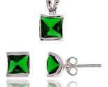 stud earrings 7 mm pendant 12mm tall set w princess cut emerald colored cz stones thumb155 crop