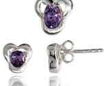 Y stud earrings 7mm tall pendant slide 9mm tall set w oval cut amethyst colored cz thumb155 crop