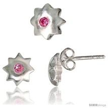 Ar stud earrings 7 mm pendant slide 8 mm set w brilliant cut pink tourmaline colored cz thumb200