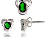 Cy stud earrings 7mm tall pendant slide 9mm tall set w oval cut emerald colored cz thumb155 crop