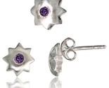 Ud earrings 7 mm pendant slide 8 mm set w brilliant cut amethyst colored cz stones thumb155 crop