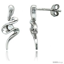 Sterling Silver Jeweled Spiral Post Earrings, w/ Cubic Zirconia stones, 3/4 (20  - $32.78