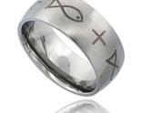 Surgical steel christian fish ichthys wedding band ring 9mm domed comfort fit thumb155 crop