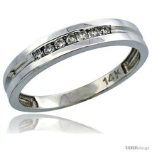 Size 12 - 14k White Gold Men's Diamond Ring Band w/ 0.15 Carat Brilliant Cut  - $616.90