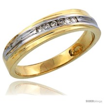 Size 11 - 14k Gold Men's Diamond Band w/ Rhodium Accent, w/ 0.09 Carat  - $782.81