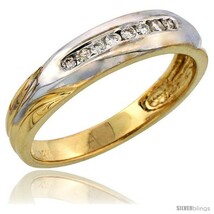 Size 9 - 14k Gold Men's Diamond Band w/ Rhodium Accent, w/ 0.15 Carat Brilliant  - $688.06