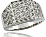 Sterling silver mens square ring 170 micro pave cz stones 1 2 in 12 mm wide thumb155 crop