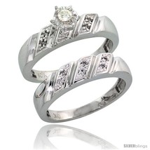 Size 7.5 - Sterling Silver 2-Piece Diamond Engagement Ring Set, w/ 0.10 ... - £114.12 GBP