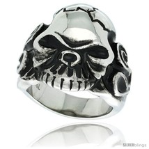 Size 10 - Surgical Steel Biker Ring Cracked Skull Flames on each  - $25.50