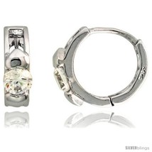 Sterling Silver Huggie Hoop Earrings w/ Double Teeny Hearts, w/ Brilliant Cut  - $27.63