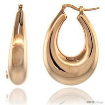 Sterling Silver Italian Puffy Hoop Earrings U-shaped with Rose Gold Finish, 1  - $103.79