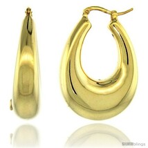 Sterling Silver Italian Puffy Hoop Earrings U-shaped with Yellow Gold Finish, 1  - $103.79