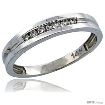 Size 9.5 - 14k White Gold Men's Diamond Ring Band w/ 0.15 Carat Brilliant Cut  - $616.90