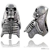 Size 13 - Sterling Silver Skeleton Gothic Biker Ring, 2 in  - $227.65
