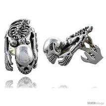 Size 11 - Sterling Silver Heavy Skeleton Gothic Biker Ring, 1 5/8 in  - $224.24