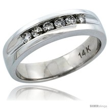 Size 8 - 14k White Gold 6-Stone Men's Diamond Ring Band w/ 0.36 Carat Brilliant  - $1,466.34