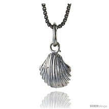 Sterling silver clam shell pendant 3 8 in tall thumb200