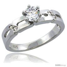 Size 8 - Sterling Silver Cubic Zirconia Solitaire Engagement Ring 1/2 ct size  - $38.51