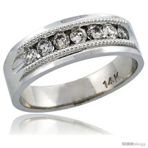 Size 11 - 14k White Gold 7-Stone Milgrain Design Men&#39;s Diamond Ring Band... - $1,778.32
