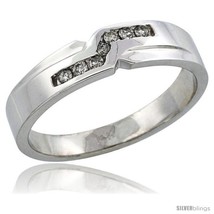 Size 9.5 - 14k White Gold Men's Diamond Ring Band w/ 0.13 Carat Brilliant Cut  - $691.18