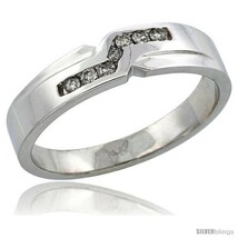 Size 11 - 14k White Gold Men's Diamond Ring Band w/ 0.13 Carat Brilliant Cut  - $691.18