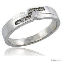 Size 8.5 - 14k White Gold Men's Diamond Ring Band w/ 0.13 Carat Brilliant Cut  - $691.18