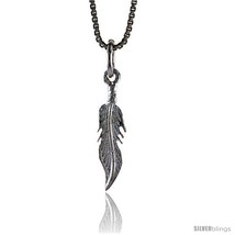 Sterling Silver Small Feather Pendant, 3/4 in Tall -Style  - $30.42