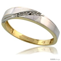 Size 9 - Gold Plated Sterling Silver Mens Diamond Wedding Band, 3/16 in wide  - $74.46