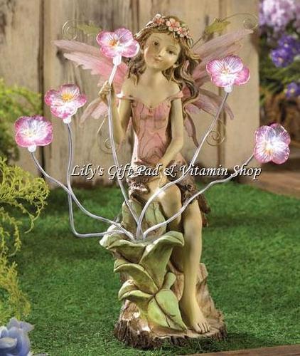 peony fairy solar statue