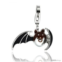 Sterling Silver Bat Charm for Bracelet, 13/16 in. (21 mm) wide, Black Enamel  - $25.61