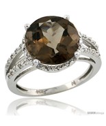 Size 5 - 10k White Gold Diamond Smoky Topaz Ring 5.25 ct Round Shape 11 ... - $572.33