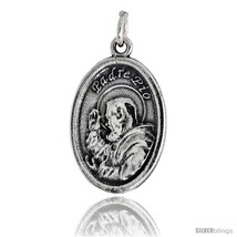 Sterling Silver Padre Pio of Peitrelcina Oval-shaped Medal Pendant, 7/8in  (23  - $36.71