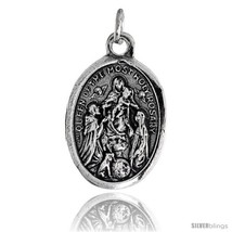 Sterling Silver Queen of the Most Holy Rosary Oval-shaped Medal Pendant, 7/8in   - $37.54