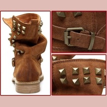 Straps and Stud Rivets Genuine Cowhide Suede Leather Vintage Adventure Boots image 4