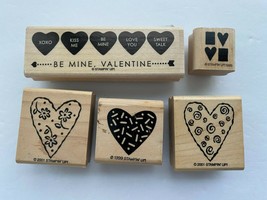 Lot of 5 Variety Valentine Heart Wood Mounted Rubber Stamps - $11.88