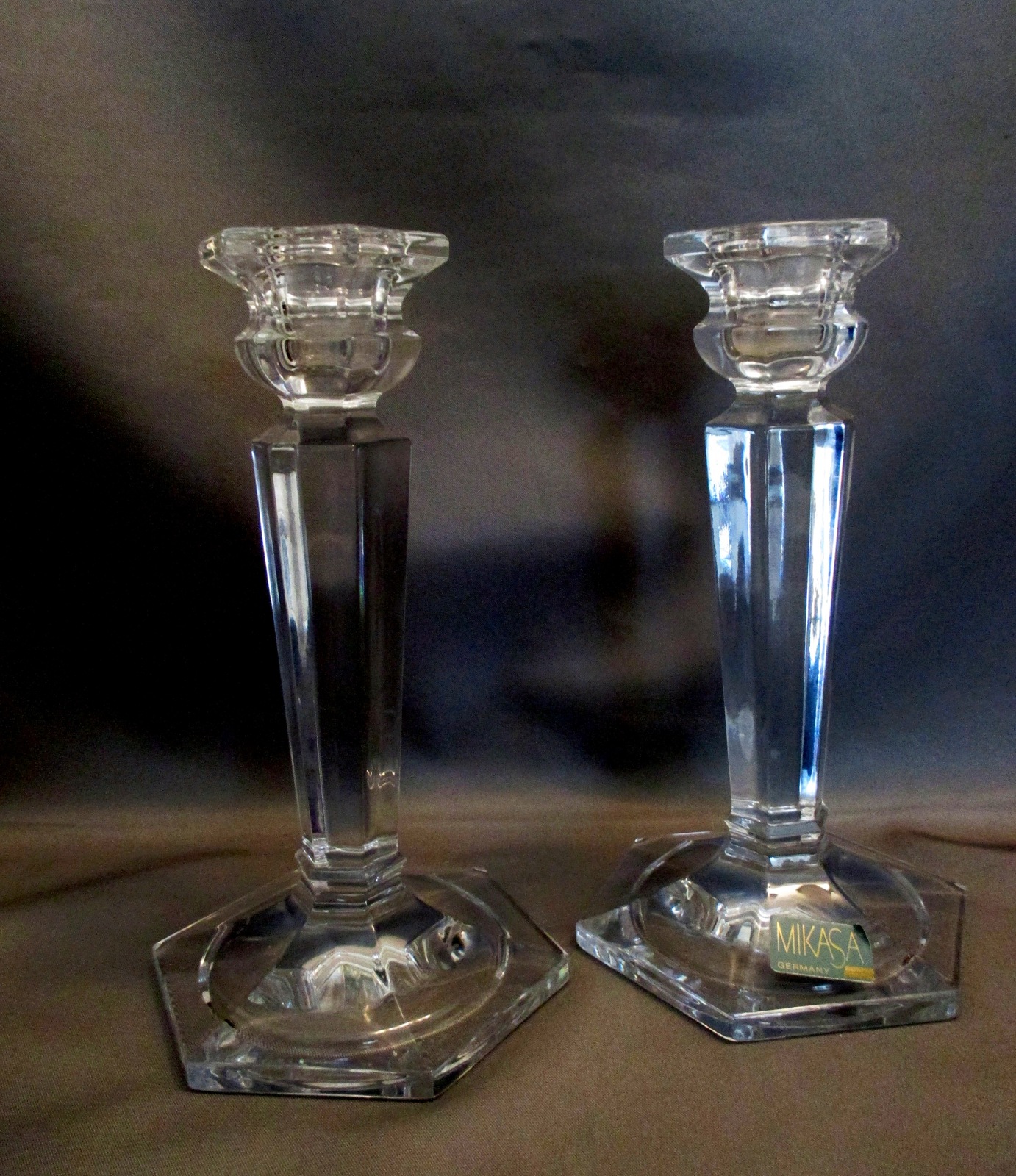 Matching Pr Mikasa Cambridge 6 5 Inch Taper Candle Holders Elegant   031.JPG