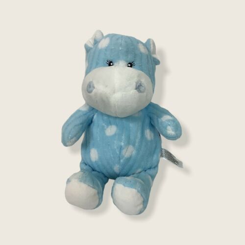 Primary image for Babies R Us Blue Polka Dot Hippo Plush Rattle 6" Baby Lovey Sewn Eyes Sits 2013