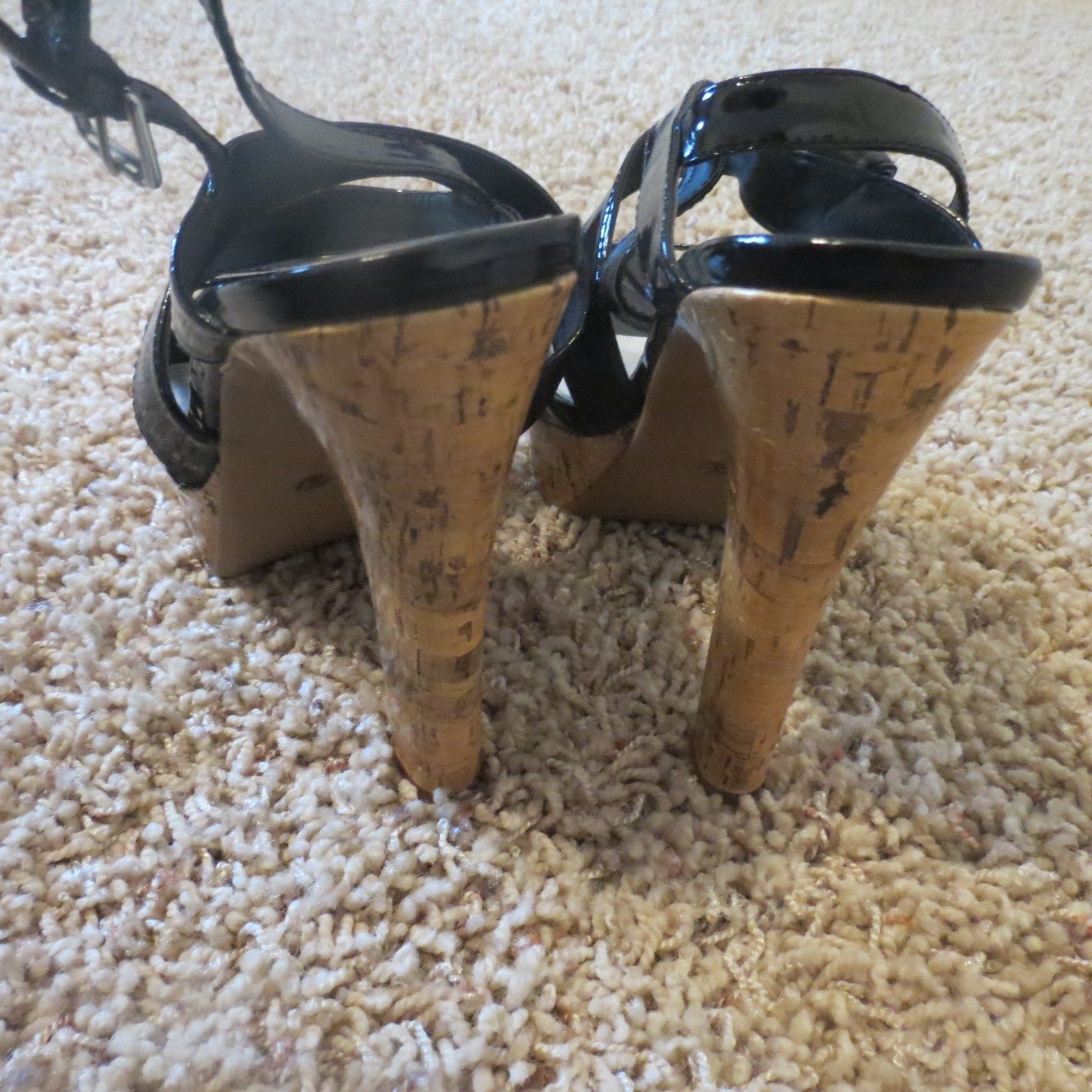 black cork heels
