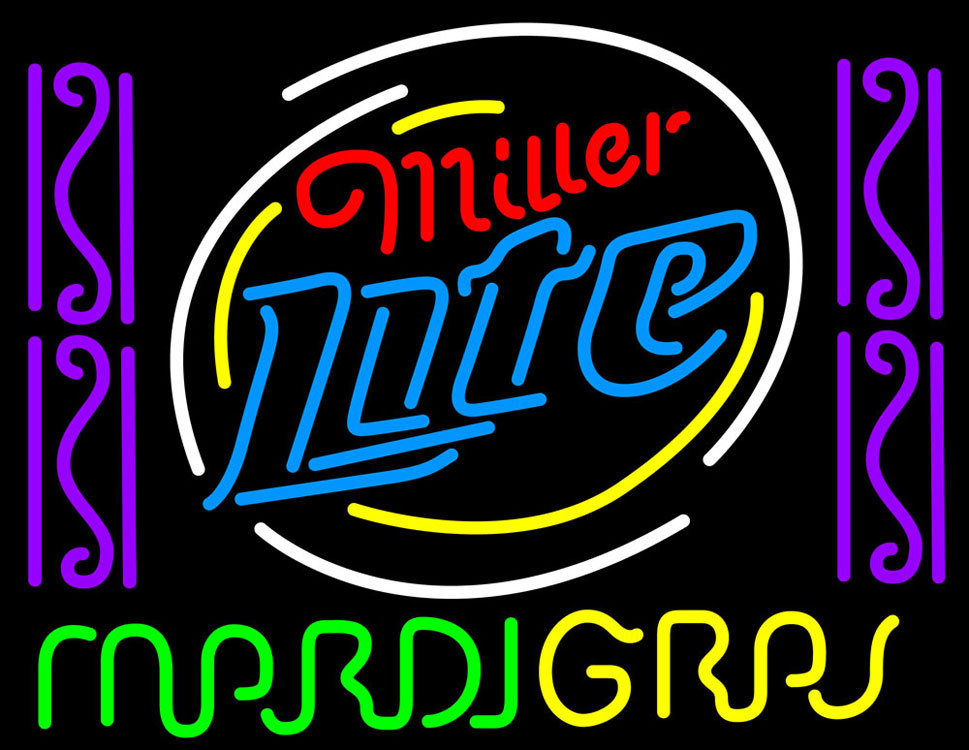 Miller Lite Mardi Gras Neon Sign Neon Miller Lite Mardi Gras Neon Sign Neon