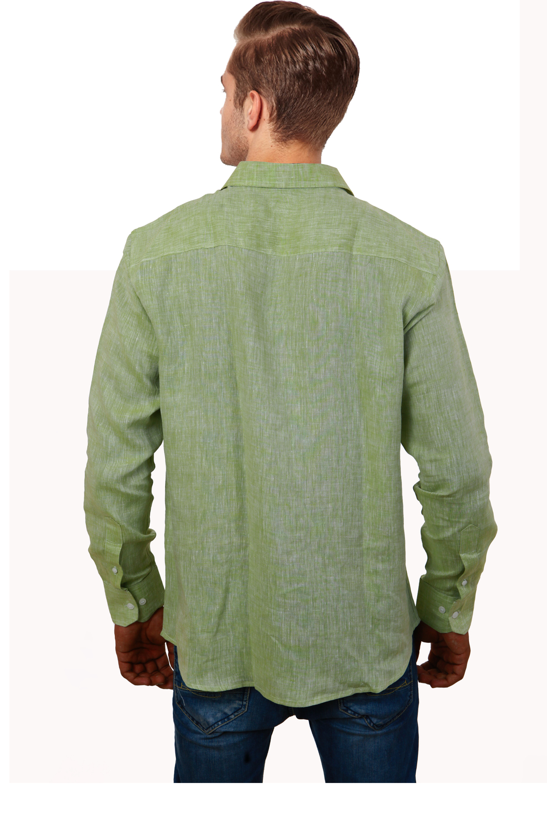 COBRIO Pure Linen Light Green Long Sleeve Shirt - Casual Shirts