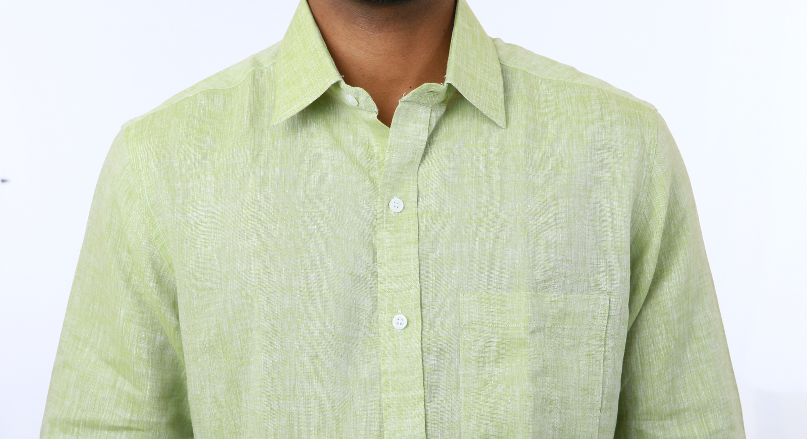 COBRIO Pure Linen Light Green Long Sleeve Shirt Casual Shirts