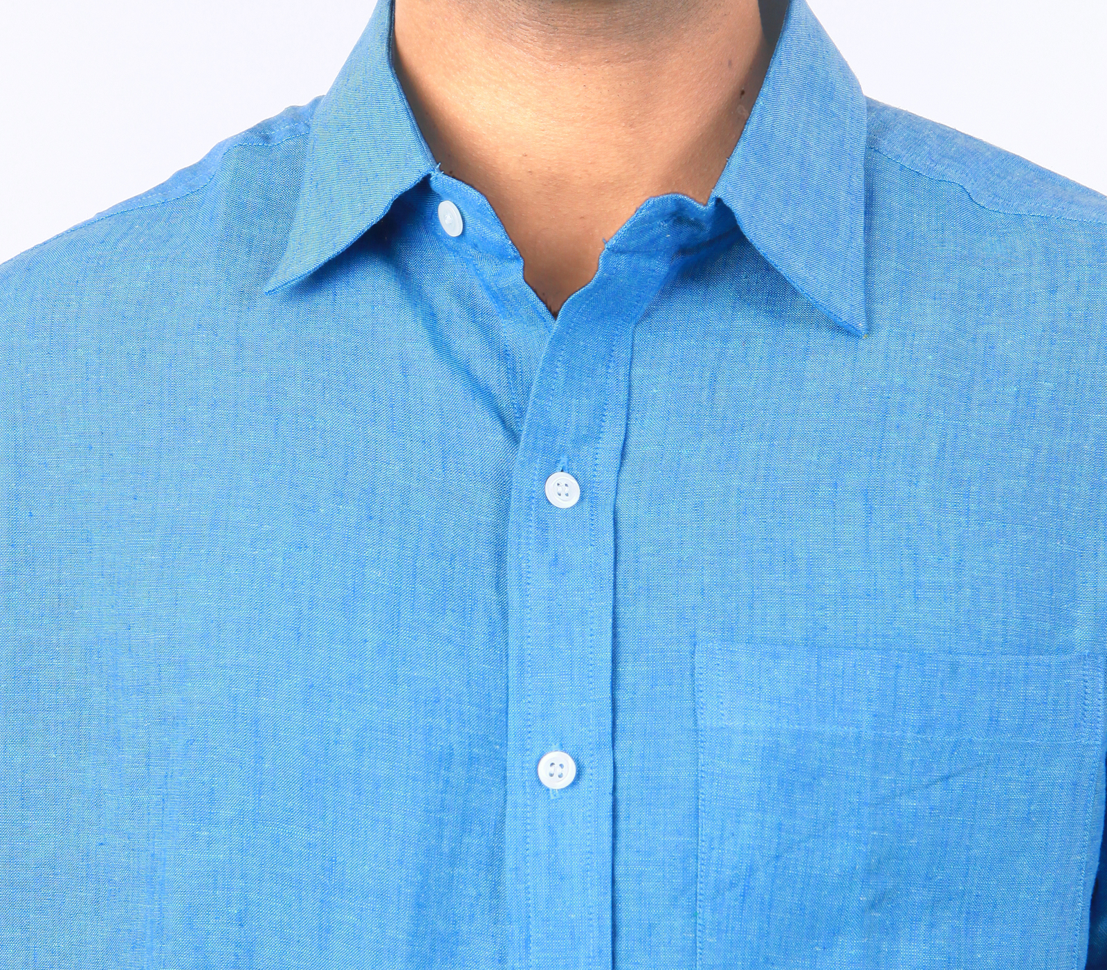 COBRIO Pure Linen Light Blue Long Sleeve Shirt - Casual Shirts