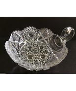 VTG WESTMORELAND  CRYSTAL CLEAR DEEP CUT GLASS HANDLED NAPPY DISH 6&quot; - $31.68