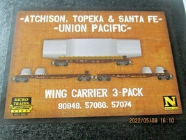 Micro-Trains # 99302182 ATSF/Union Pacific Wing Carrier 3-Pack Flat Cars N-Scale image 1