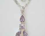 Sterling Silver Faceted Amethyst Leaf Pendant w/ 16” 2.5 mm SS Figaro Chain - £91.44 GBP